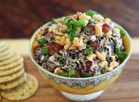 Whisk the ingredients in a bowl, adding wasabi to taste. wild rice chicken salad with water chestnuts