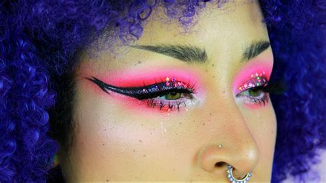 💕 Pink Smokey Eye Jazzy Glitter Bold Liner Makeup