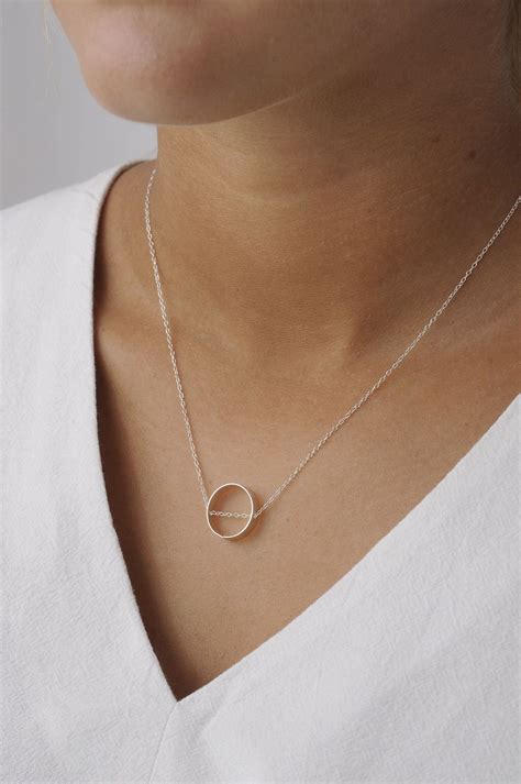 Minimal Jewelry Circle Necklace Recycled Metal Eco Conscious Fawn
