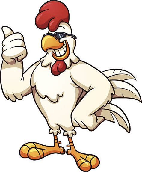 Chicken Cartoon Muscular Build Rooster Illustrations Royalty Free