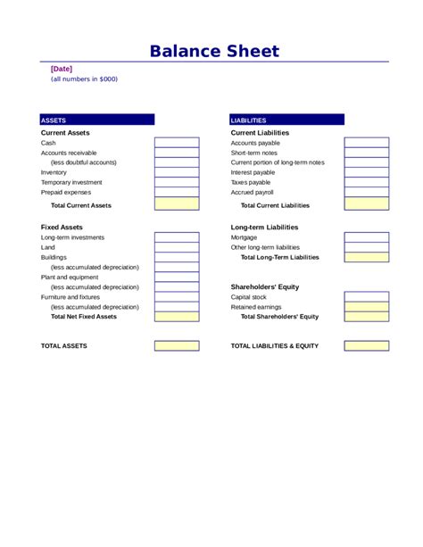 2023 Balance Sheet Template Fillable Printable Pdf And Forms Handypdf