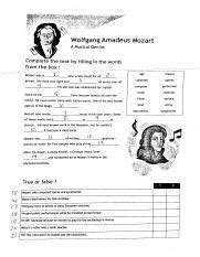 Mozart Worksheets 1 Pdf ST Wolfgang Amadeus Mozart A Musical Genius