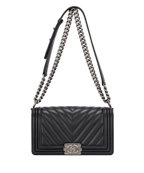 Chanel Black Chevron Quilted Boy Bag New Medium Chanel La Doyenne