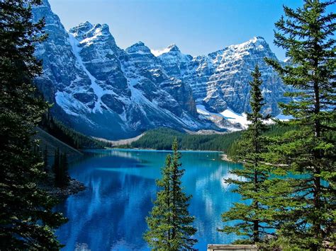 Картинка Lake Moraine Альберта горы Канада озеро пейзаж скалы