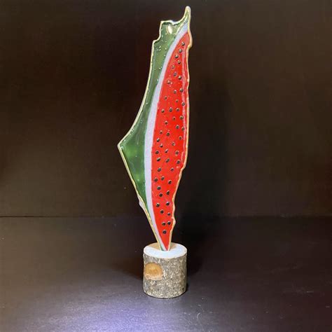 Elegant And Beautiful Palestine Map Shape On A Wood Stand Perfect For Palestinian Decorations