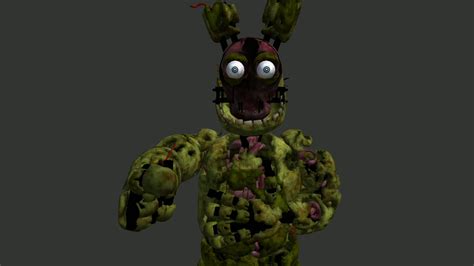 He has several holes and wires poking out, and wears a single button. Springtrap teste - YouTube