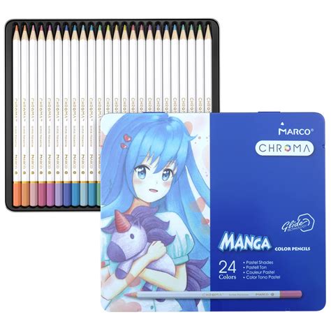 Buy Pastel Colors Colored Pencils Marco Chroma Manga 24 Count Set In