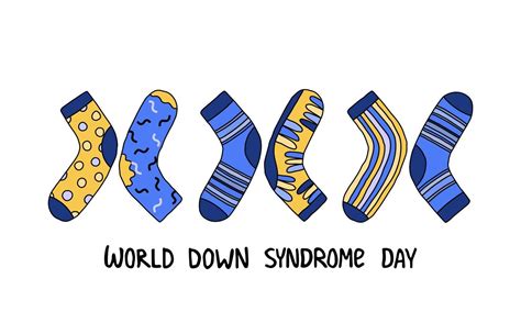 World Down Syndrome Day Card Three Pairs Mismatched Socks Vector
