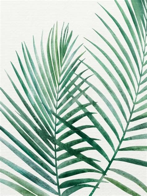 Emerald Palms Art Print Modern Tropical Painted Leaves