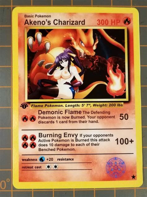 Custom Fan Made Adult Pokemon Card Akeno S Charizard High Etsy