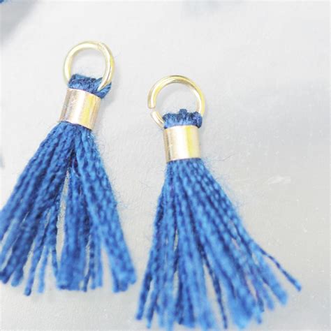 Navy Tiny Tassel With Gold Ring