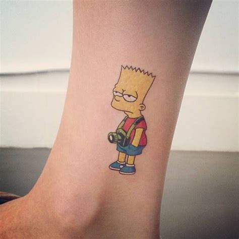 Bart Simpson Tattoo On The Ankle Tattoo Artist Doy Small Tattoos Men Ankle Tattoos For Women