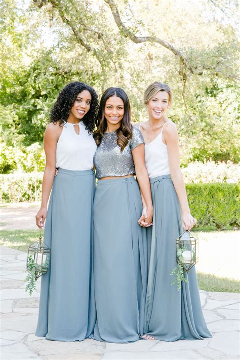 There's nothing wrong with having your bridesmaids wearing white. Mix and Match Revelry Bridesmaid Dresses and Separates ...