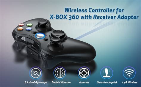 Manette Sans Fil Pour Xbox 360 Bonacell Pc Controller Avec Adaptateur