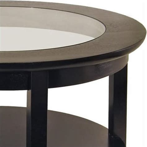 Is a masterpiece of modern design. Round Wood Coffee Table with Glass Top in Dark Espresso ...