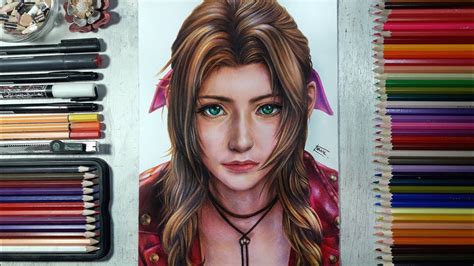 Drawing Aerith Final Fantasy 7 Remake Fame Art Youtube