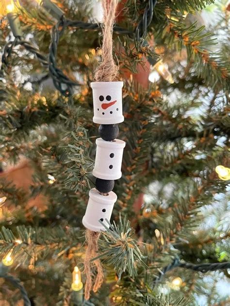 Diy Snowman Spool Ornaments Creating Through Chaos Diy Snowman
