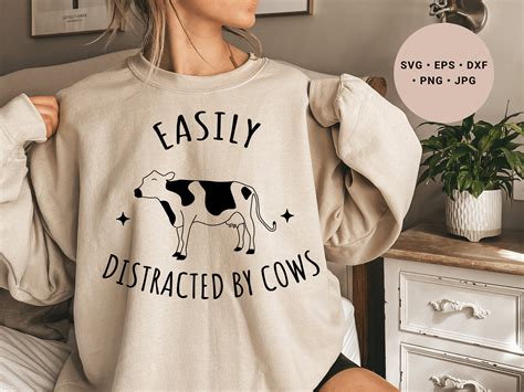 Easily Distracted By Cows Cow Svg Cute Cow Svg Cow Head Etsy
