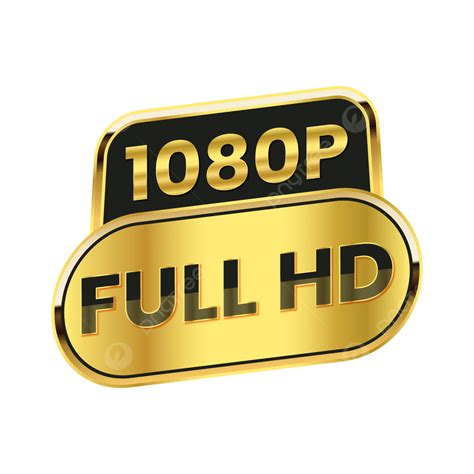 Icono De Resolución De Video De Botón Full Hd De 1080p Dorado Vector
