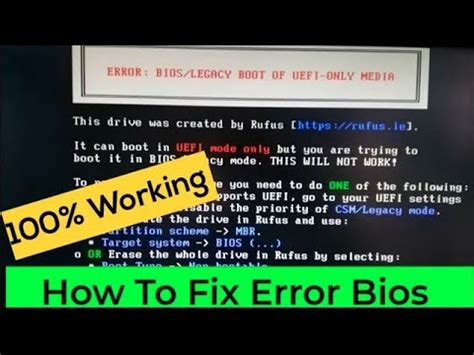 Error Bios Legacy Boot Of UEFI Only Media How To Fix Error Bios