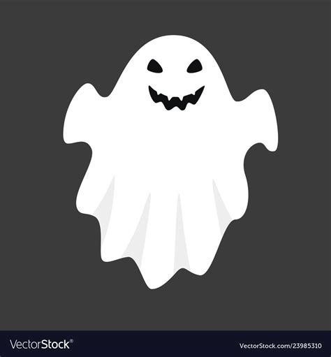 White Ghost Isolated On Black Background Vector Image