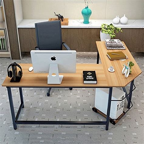 Zola study table with storage shelves. Escritorio En L Tribesigns Modern Madera Y Acero - $ 1.581.900 en Mercado Libre
