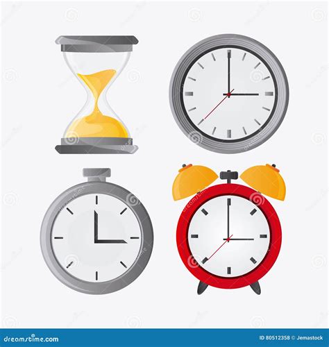 Traditional Clock And Hourglass Design Vector Illustration