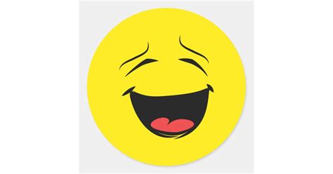 Super Happy Face Emoji Classic Round Sticker Zazzleca