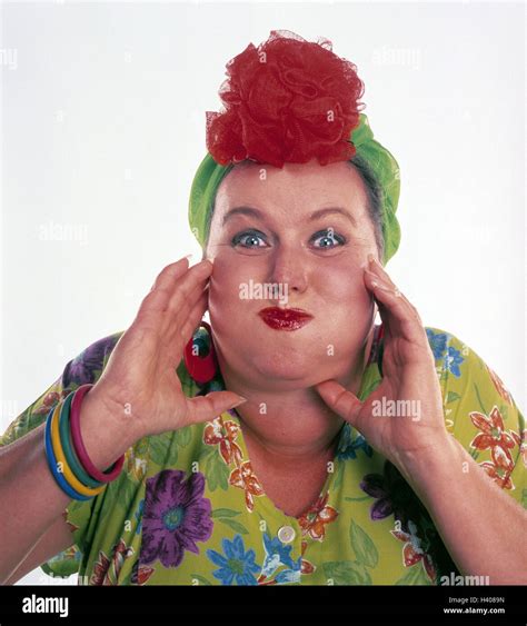 Woman Middle Old Person Thickly Headgear Clothes Brightly Chubby