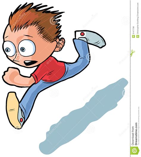 Running Boy Vector Cartoon Stock Vector Illustration Of