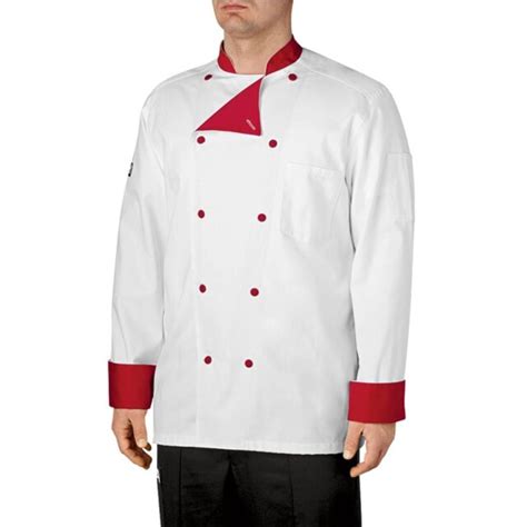 Chefwear Men Lined Cotton Traditional Chef Coat White With Red Ebay