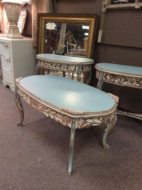 Add a set of soothing blue cocktail ottomans to the foot of the bed to create a serene retreat, or pair a navy footstool with your favorite reading chair for a refined way to kick back. French Blue coffee table | Coffee table vintage, Painted ...