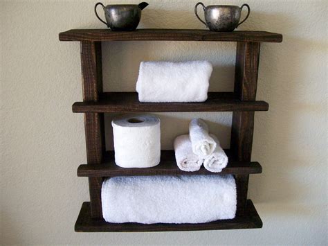 Rustic Bathroom Shelves Towel Rack Wood Shelf Bathroom Shelf Etsy