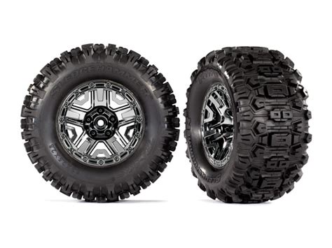 Traxxas Sledgehammer Wheels And Tyres Black Chrome 28 2 Trx9072