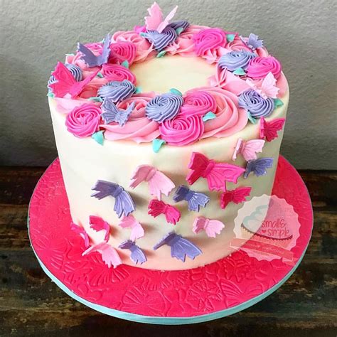 Butterfly And Buttercream Flower Cake Smallandsimpleconfections