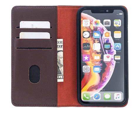 Iphone Xr Genuine Leather Magnetic Detachable Wallet Case Brown