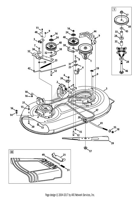 Troy Bilt 13wn77ks011 Pony 2013 Parts Diagram For Mower Deck 42 Inch