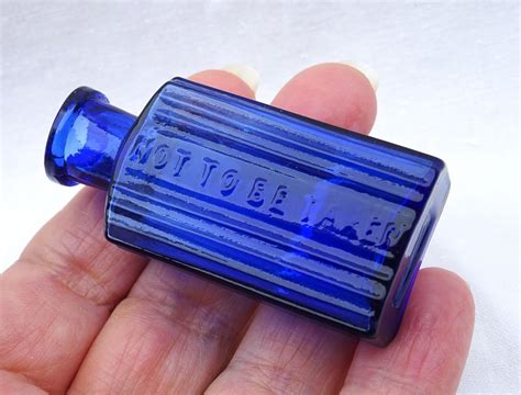 Antique Tiny Cobalt Poison Bottle Rectangular Ribbed Not To Etsy Uk