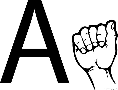 Asl Sign Language Letter A Coloring Pages Printable