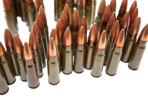 Premium Photo Many Standing 762 Mm Cartridges For Kalashnikov Assault