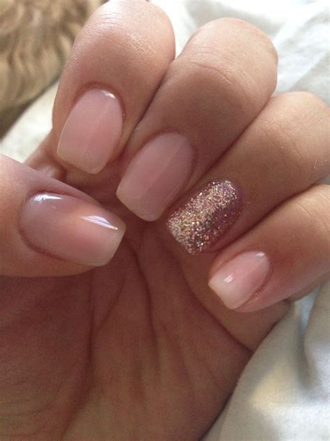 Pink With Champagne Glitter Gel Shorties Love Glitter Gel Nails