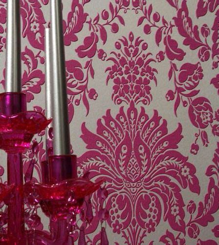Foshya Pink And Silver Wallpaper Pink Damask Wallpaper Damask Wallpaper