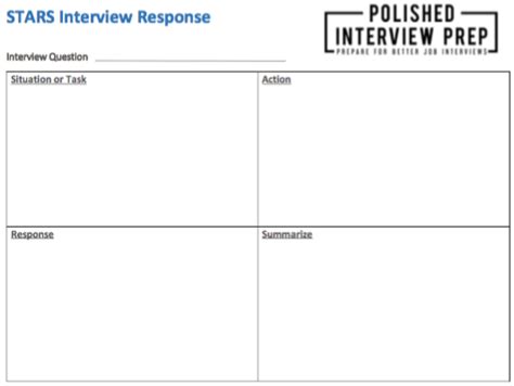 Stars Interview Response Worksheet Polished Interview Prep