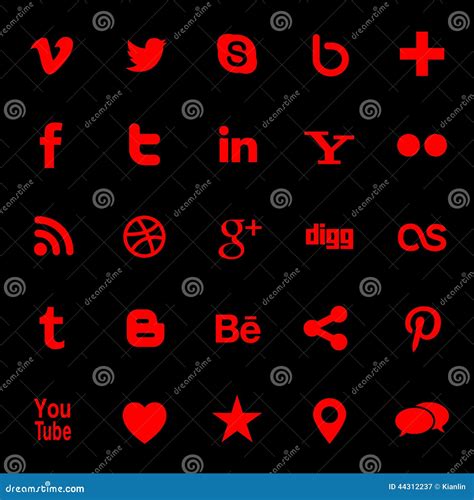 Red Social Media Icons Editorial Photography Illustration Of Behance