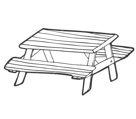 Premium Vector Hand Drawn Vector Illustration Of Park Picnic Table With Benches