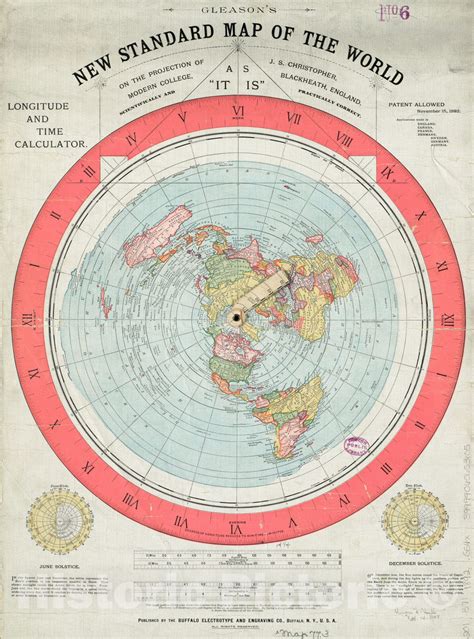 Historical Map 1892 Gleasons New Standard Map Of The World On The
