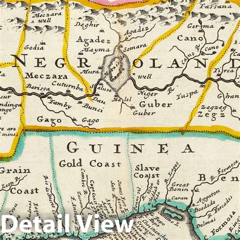 Historic Map Atlas Map Negroland And Guinea 1736 Vintage Wall A