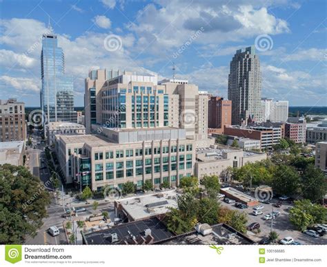 Aerial Drone Bird S Eye View Of The City Of Raleigh Nc Editorial Image