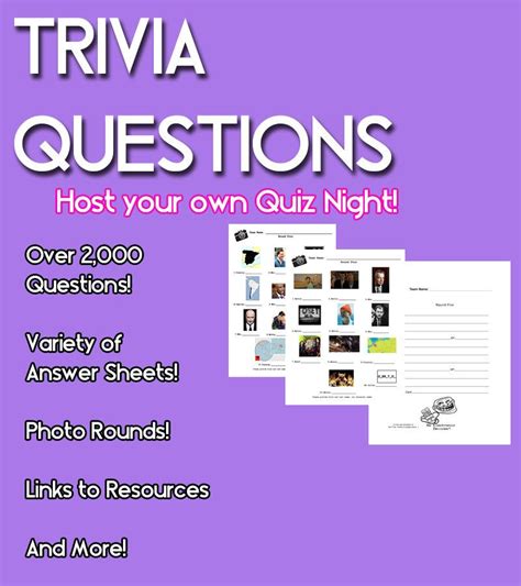 Trivia Questions Host Your Own Trivia Night Includes Thousands Of