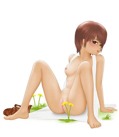Acerbi Original 1girl Blush Breasts Brown Eyes Brown Hair Clitoris Female Focus Flower